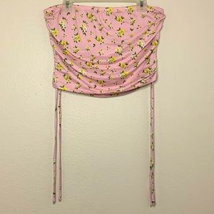 Floral pink tube top